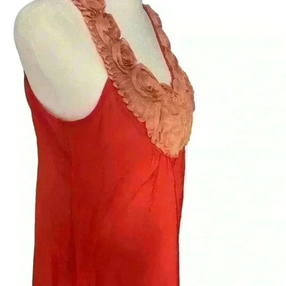 Faisca Sleeveless Blouse Racerback Floral Neckline Color: Coral Size M - Picture 2 of 10